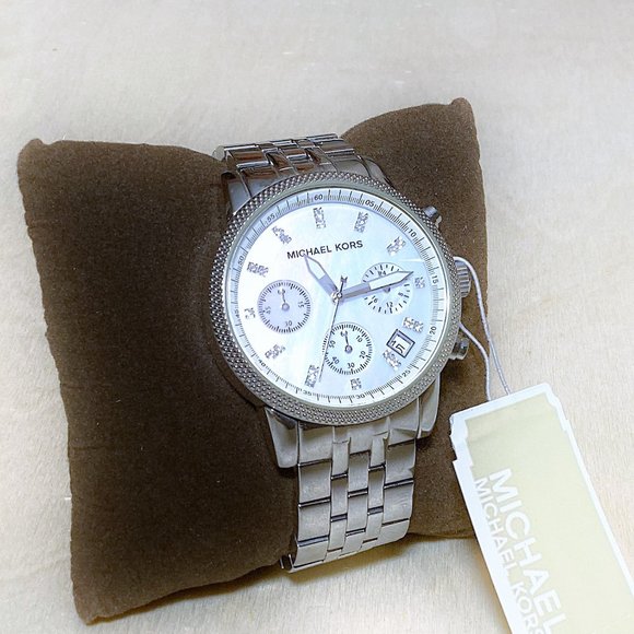 Watch, Michael Kors MK-5020 Stainless Steel Watch with Diamond Numeral Face - Picture 1 of 7